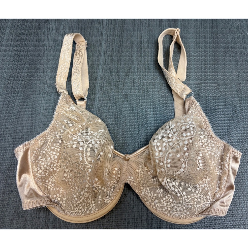 Bali Underwire Bra 36C Nude Floral Lace Unlined Full Coverage 3630 Sheer Sexy